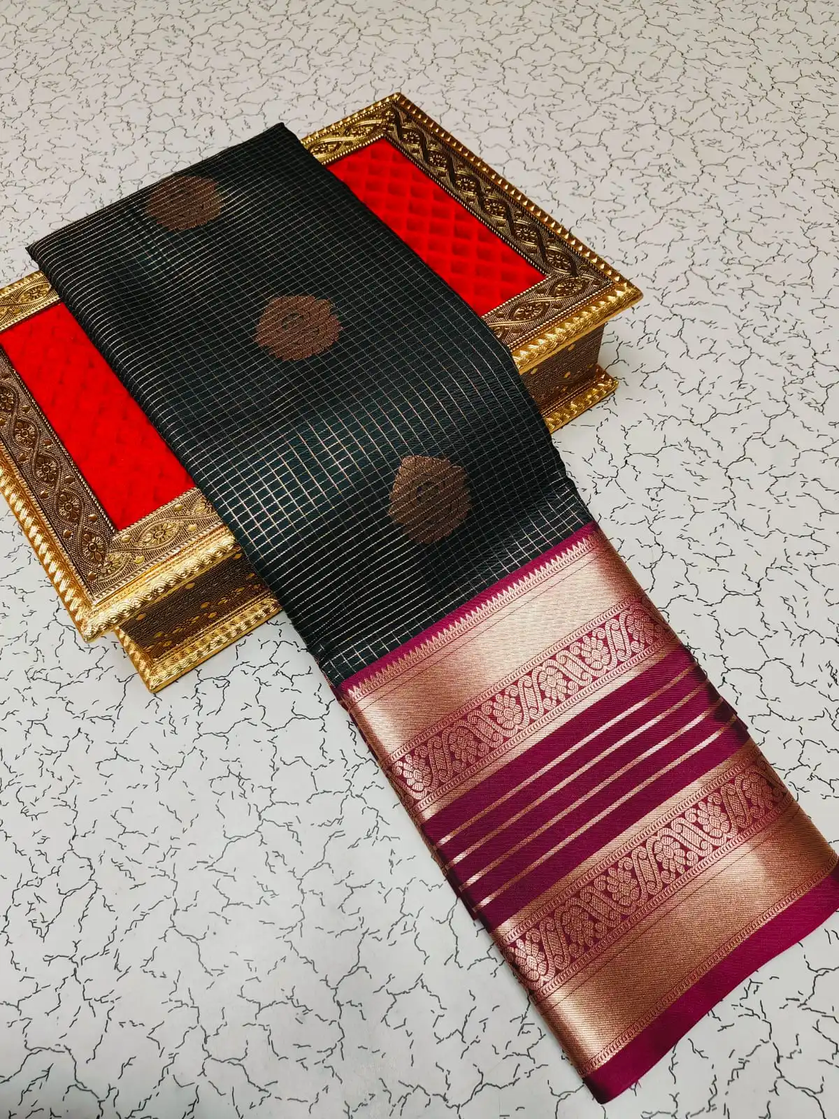 Rudraksha Kattam Butta Semi Kanchipuram Silk Saree